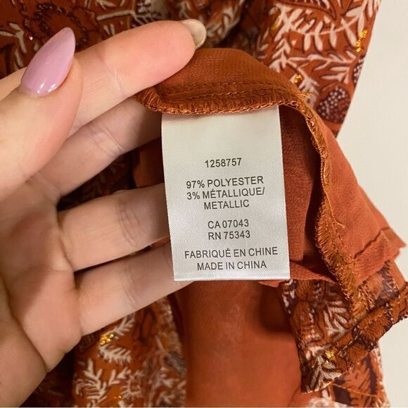 Joie Metallic Shimmer Floral Flutter Sleeve Blouse - Picture 8 of 8